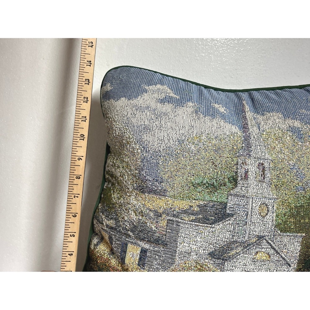 Vintage Thomas Kinkade‎ Hometown Chapel 18" Tapestry Throw Pillow Home Decor - Picture 3 of 6